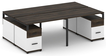 Рабочая станция на 4 места с двумя двухсторонними опорными тумбами CN.DRS-330 B/W