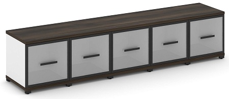 Шкаф пять узких секций, 1 ниша (5 фасадов стекло белое матовое в раме, 1 ниша) CN.STU-153 RM B/W