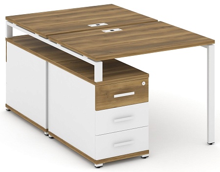Рабочая станция на 2 места с двухсторонней опорной тумбой CN.DRS-301 B/W