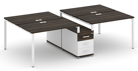 Рабочая станция на 4 места с двухсторонней опорной тумбой CN.DRS-310 B/W