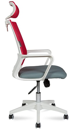 Кресло офисное Бит (спинка красная сетка / сидушка т. серая ткань) 815AW-AF08-T58