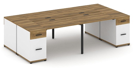 Рабочая станция на 4 места с двумя опорными тумбами CN.DRS-429 B/W