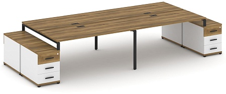 Рабочая станция на 4 места с двумя двухсторонними опорными тумбами CN.DRS-328 B/W