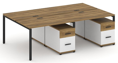 Рабочая станция на 4 места с двумя двухсторонними опорными тумбами CN.DRS-322 B/W