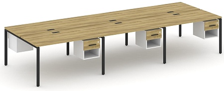 Рабочая станция двухсторонняя с подвесными тумбами на 6 мест CN.DRS-159 B/W