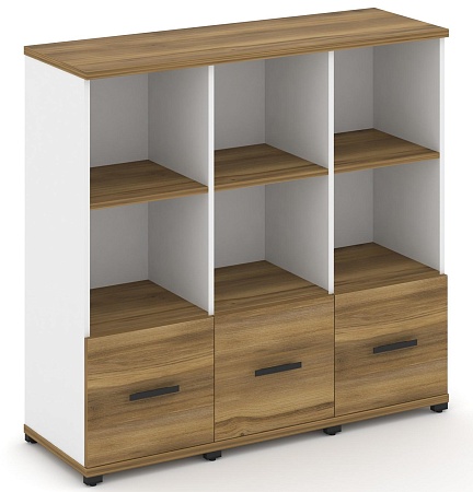 Шкаф три узкие секции, 3 ниши (3 фасада ЛДСП, 1 ниша) CN.STU-331 B/W