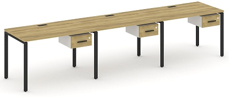 Рабочая станция односторонняя с подвесными тумбами на 3 места CN.ORS-130 B/W