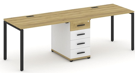 Рабочая станция на 2 места с одной опорной тумбой CN.ORS-401 B/W