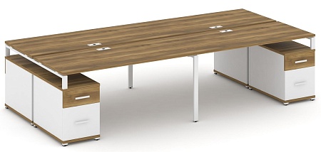 Рабочая станция на 4 места с двумя двухсторонними опорными тумбами CN.DRS-332 B/W