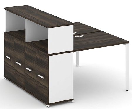 Рабочая станция с опорным распашным шкафом с надставкой низкой CN.DRS-225 B/W