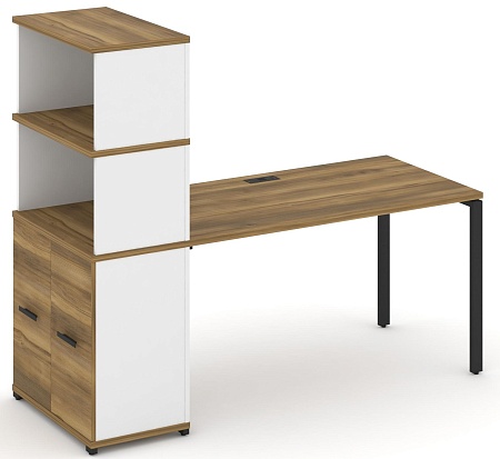 Стол рабочий с опорным распашным шкафом с надставкой высокой CN.SP-231 B/W