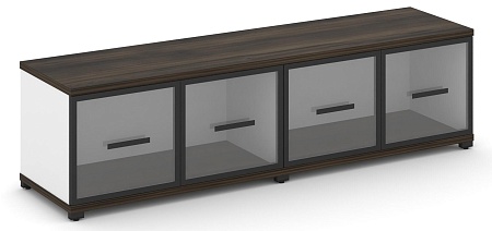 Шкаф две широкие секции, 1 ниша (4 фасада стекло прозрачное в раме, 1 ниша) CN.STS-123 RP B/W