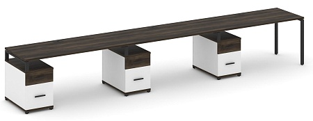 Рабочая станция на 3 места с тремя опорными тумбами CN.ORS-348 B/W