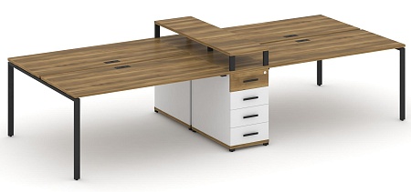 Рабочая станция на 6 мест с четыремя опорными тумбами CN.DRS-436 B/W