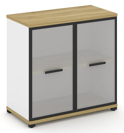 Шкаф две широкие секции, 2 ниши (2 фасада стекло белое матовое в раме, 2 ниши) CN.STS-213 RM B/W