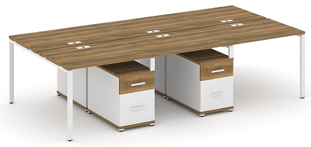 Рабочая станция на 6 мест с двумя двухсторонними опорными тумбами CN.DRS-345 B/W