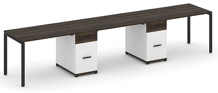 Рабочая станция на 3 места с двумя опорными тумбами CN.ORS-437 B/W