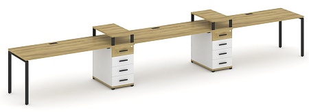 Рабочая станция на 3 места с двумя опорными тумбами CN.ORS-452 B/W