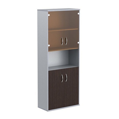 Шкаф комбинированный малыми стеклянными и глухими дверьми СТ-1.4