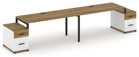 Рабочая станция на 2 места с двумя опорными тумбами CN.ORS-324 B/W