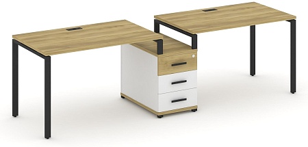 Рабочая станция на 2 места с одной опорной тумбой CN.ORS-302 B/W