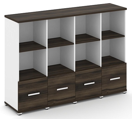 Шкаф четыре узкие секции, 3 ниши (4 фасада ЛДСП, 1 ниша) CN.STU-341 B/W