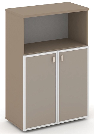 Шкаф средний широкий (2 низких фасада стекло лакобель  Satin в раме) ES.ST-2.2R I/U