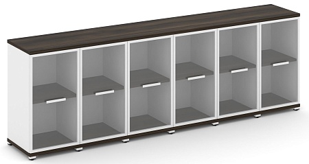 Шкаф шесть узких секций, 2 ниши (6 фасадов стекло прозрачное в раме, 2 ниши) CN.STU-263 RP B/W
