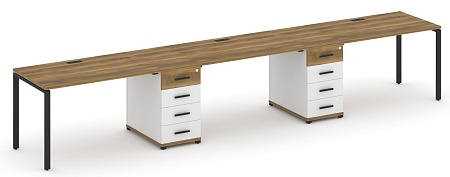 Рабочая станция на 3 места с двумя опорными тумбами CN.ORS-434 B/W
