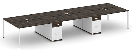 Рабочая станция на 6 мест с четыремя опорными тумбами CN.DRS-455 B/W
