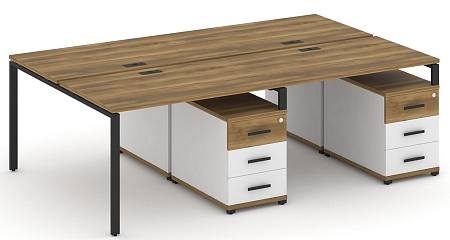 Рабочая станция на 4 места с двумя двухсторонними опорными тумбами CN.DRS-318 B/W