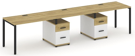 Рабочая станция на 3 места с двумя опорными тумбами CN.ORS-338 B/W