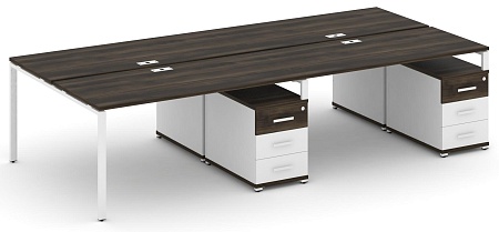 Рабочая станция на 4 места с двумя двухсторонними опорными тумбами CN.DRS-320 B/W