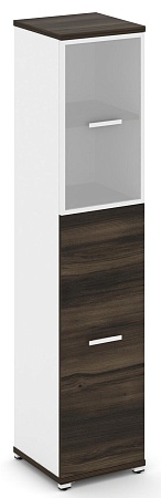 Шкаф одна узкая секция, 5 ниш (фасад ЛДСП  на 3 ниши + фасад стекло белое матовое в раме, на 2 ниши) CN.STU-515 RM B/W