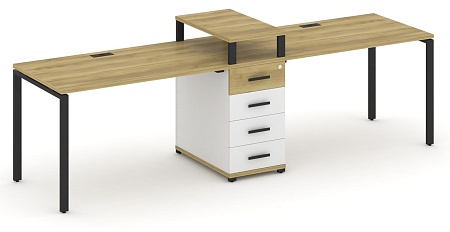 Рабочая станция на 2 места с одной опорной тумбой CN.ORS-418 B/W