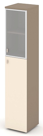 Шкаф высокий узкий правый (1 средний фасад ЛДСП + 1 низкий фасад стекло в раме) ES.SU-1.7R(R)