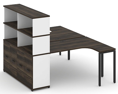 Рабочая станция с опорным распашным шкафом с надставкой высокой CN.DSA-215 B/W