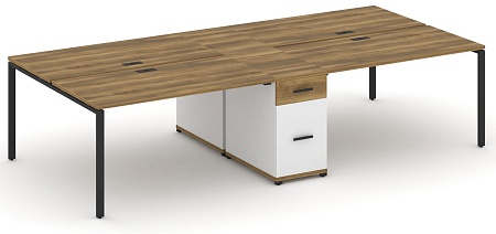 Рабочая станция на 4 места с двумя опорными тумбами CN.DRS-423 B/W