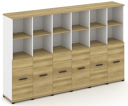 Шкаф шесть узких секций, 4 ниши (6 фасадов ЛДСП, 2 ниши) CN.STU-461 B/W