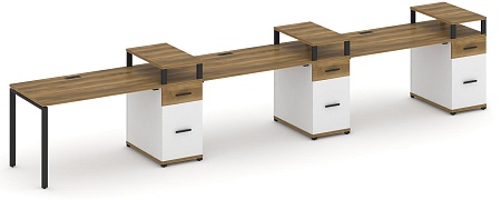 Рабочая станция на 3 места с тремя опорными тумбами CN.ORS-462 B/W