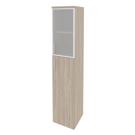 Шкаф высокий узкий правый (1 средний фасад ЛДСП + 1 низкий фасад стекло в раме) O.SU-1.7R(R)