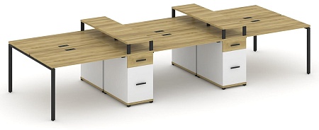 Рабочая станция на 6 мест с четыремя опорными тумбами CN.DRS-470 B/W