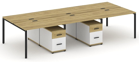 Рабочая станция на 6 мест с двумя двухсторонними опорными тумбами CN.DRS-346 B/W