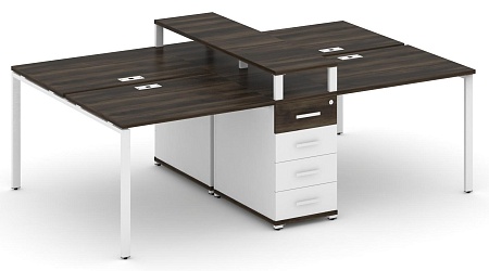 Рабочая станция на 6 мест с четыремя опорными тумбами CN.DRS-433 B/W