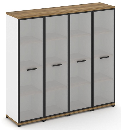 Шкаф четыре узкие секции, 4 ниши (4 фасада стекло белое матовое в раме, 4 ниши) CN.STU-446 RM B/W