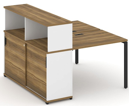 Рабочая станция с опорным шкафом купе с надставкой низкой CN.DRS-237 B/W