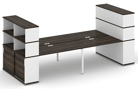 Рабочая станция с опорными шкафами купе с надставкой высокой CN.DRS-287 B/W