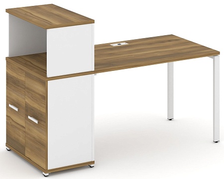 Стол рабочий с опорным распашным шкафом с надставкой низкой CN.SP-226 B/W