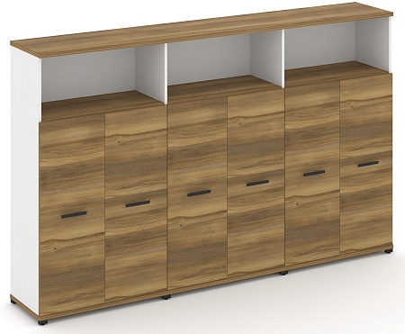 Шкаф три широкие секции, 4 ниши (6 фасадов ЛДСП, 3 ниши ) CN.STS-433 B/W