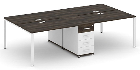 Рабочая станция на 4 места с двумя опорными тумбами CN.DRS-418 B/W